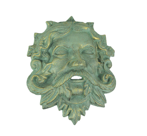 Cast Iron Celtic Green Man Wall Décor Art Hanging | Antiqued Verdigris Green Finish | Symbol of Rebirth and Growth |