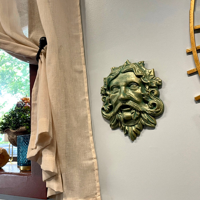 Green - Image 4 - Cast Iron Celtic Green Man Wall Décor Art Hanging | Antiqued Verdigris Green Finish | Symbol of Rebirth and