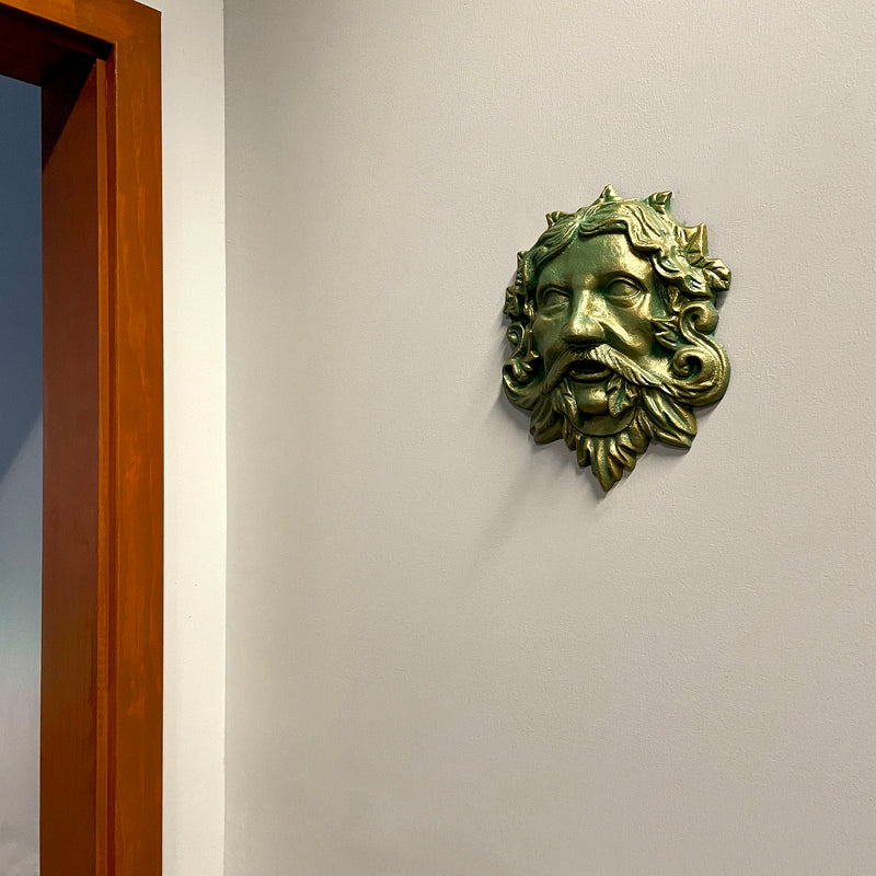 Green - Image 5 - Cast Iron Celtic Green Man Wall Décor Art Hanging | Antiqued Verdigris Green Finish | Symbol of Rebirth and