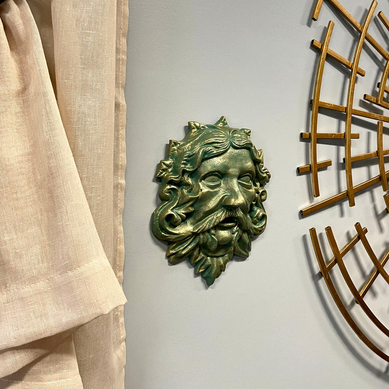 Green - Image 6 - Cast Iron Celtic Green Man Wall Décor Art Hanging | Antiqued Verdigris Green Finish | Symbol of Rebirth and