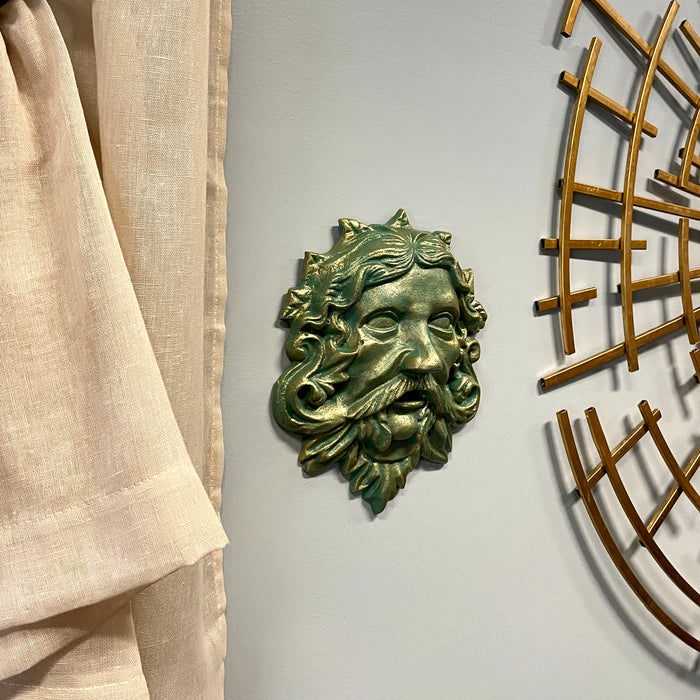 Green - Image 6 - Cast Iron Celtic Green Man Wall Décor Art Hanging | Antiqued Verdigris Green Finish | Symbol of Rebirth and