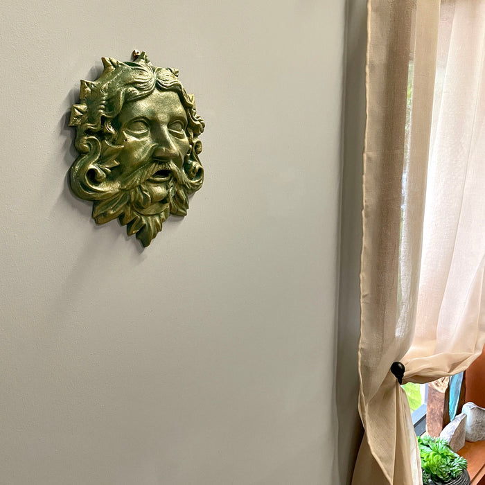 Green - Image 7 - Cast Iron Celtic Green Man Wall Décor Art Hanging | Antiqued Verdigris Green Finish | Symbol of Rebirth and