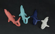 Coastal Coral - Image 8 - Set of 4 Cast Iron Coastal Color Shark Tail Wall Hooks - Decorative Nautical Accents for
