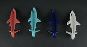 Coastal Coral - Image 9 - Set of 4 Cast Iron Coastal Color Shark Tail Wall Hooks - Decorative Nautical Accents for