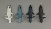 Nautical - Image 3 - Set of 4 Cast Iron Shark Tail Wall Hooks - Nautical Beach-Themed Bathroom Towel and Coat Hanging Decor -