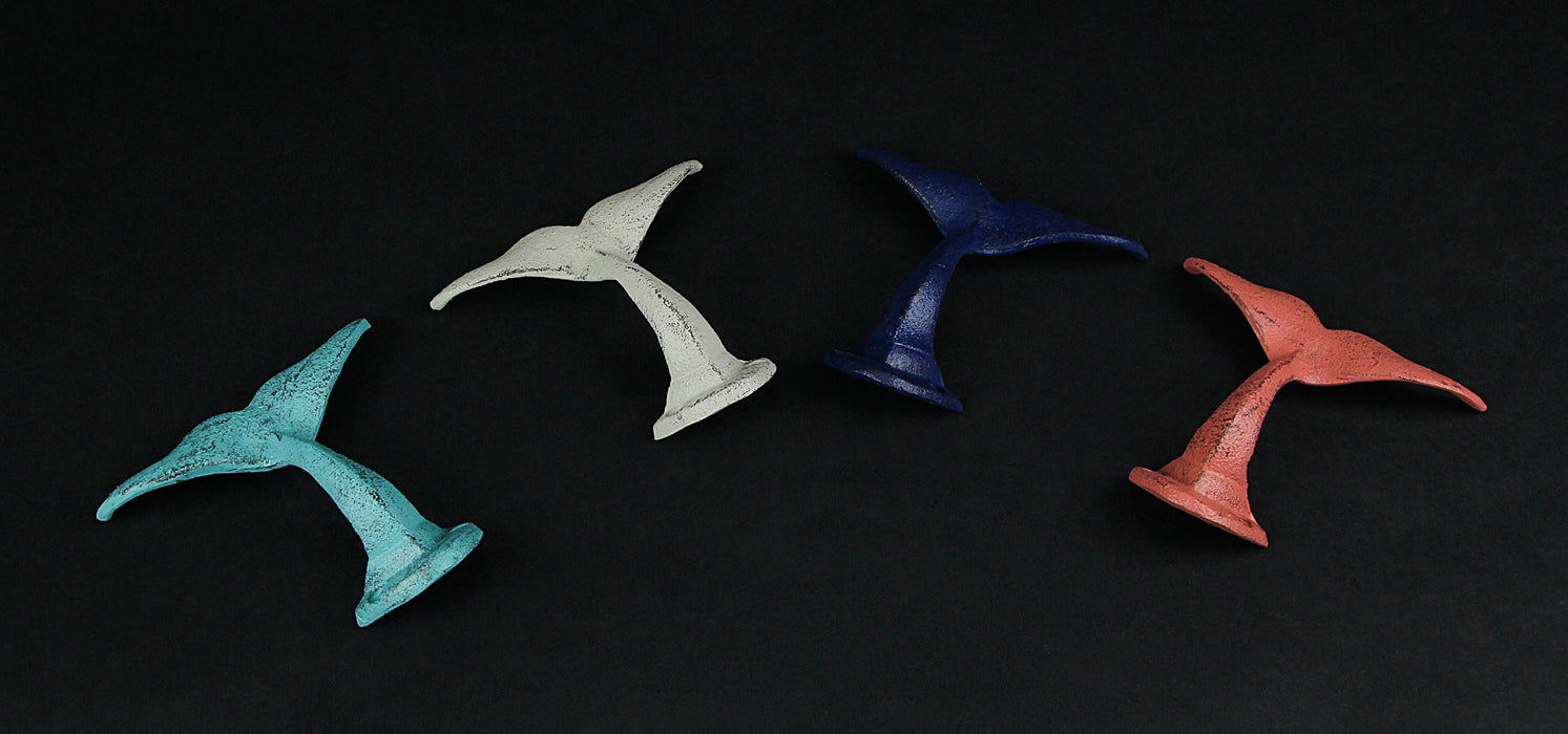 Multicolored - Image 8 - Set of 4 Cast Iron Whale Tail Wall Hooks Nautical Decorative Towel or Coat Hanging Beach House