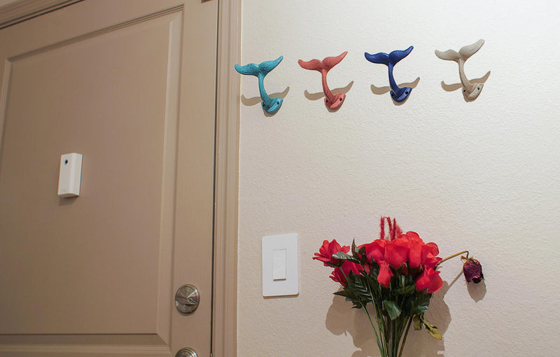 Multicolored - Image 3 - Set of 4 Cast Iron Whale Tail Wall Hooks Nautical Decorative Towel or Coat Hanging Beach House
