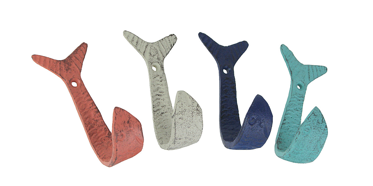 cast iron fish hook Set of 4 Cast Iron Flipping Fish Decorative Wall Hooks — Zeckos