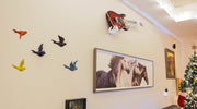 Multicolored - Image 3 - 5-Piece Multicolor Cast Iron Flying Bird Wall Sculptures - Distressed Finish - 5.75 Inches Long -