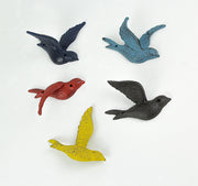 Multicolored - Image 2 - 5-Piece Multicolor Cast Iron Flying Bird Wall Sculptures - Distressed Finish - 5.75 Inches Long -