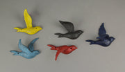 Multicolored - Image 4 - 5-Piece Multicolor Cast Iron Flying Bird Wall Sculptures - Distressed Finish - 5.75 Inches Long -