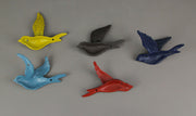 Multicolored - Image 6 - 5-Piece Multicolor Cast Iron Flying Bird Wall Sculptures - Distressed Finish - 5.75 Inches Long -