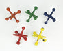 Vibrant Set of 5 Cast Iron Toy Jack Decorative Sculptures - Nostalgic Red, Orange, Green, Blue, and Yellow Accents - 4.75