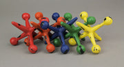 Vibrant Set of 5 Cast Iron Toy Jack Decorative Sculptures - Nostalgic Red, Orange, Green, Blue, and Yellow Accents - 4.75