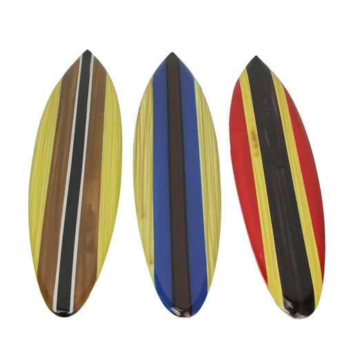 Multicolored - Image 1 - Set of 3 Natural Finish Wood Racing Stripe Surfboard Wall Décor Hangings - Easy Installation -