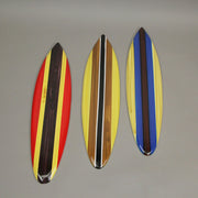 Multicolored - Image 2 - Set of 3 Natural Finish Wood Racing Stripe Surfboard Wall Décor Hangings - Easy Installation -