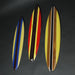 Multicolored - Image 3 - Set of 3 Natural Finish Wood Racing Stripe Surfboard Wall Décor Hangings - Easy Installation -
