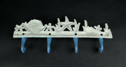 Enchanting Blue and White Cast Iron Seahorse Nautical Sea Life Decorative Wall Hook, Towel Hanger or Coat Rack - Perfect