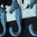 Blue And White Cast Iron Seahorses Decorative Wall Hook Nautical Sea Life Hanging Towel or Coat Rack Beach Home Coastal