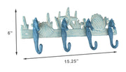 Enchanting Blue and White Cast Iron Seahorse Nautical Sea Life Decorative Wall Hook, Towel Hanger or Coat Rack - Perfect