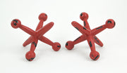 Red - Image 2 - Vintage-Inspired Red Enamel Finish Cast Iron Giant Toy Jack Bookends - Decorative Metal Sculptures for Home