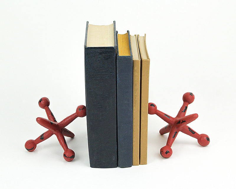 Red - Image 3 - Vintage-Inspired Red Enamel Finish Cast Iron Giant Toy Jack Bookends - Decorative Metal Sculptures for Home