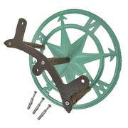 Cast Iron Nautical Compass Rose Wall Mounted Decorative Hanging Garden Hose Hanger - Verdigris Green Finish Hose Holder