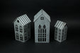 Silver - Image 2 - Set of 3 Country Farmhouse Christmas Village Galvanized Grey Metal House Shaped Oversized Votive Candle