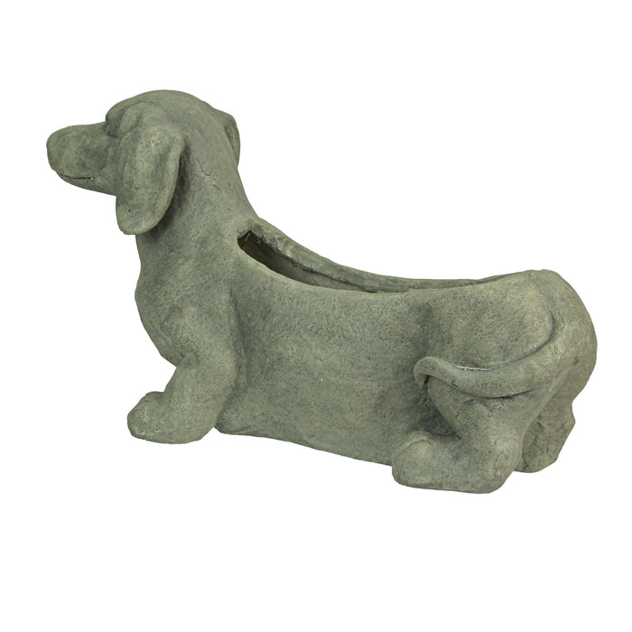 Grey - Image 7 - Charming Rustic Distressed Grey Stone Finish Dachshund Dog Indoor or Outdoor Decor Planter Doxie Plant Pot -