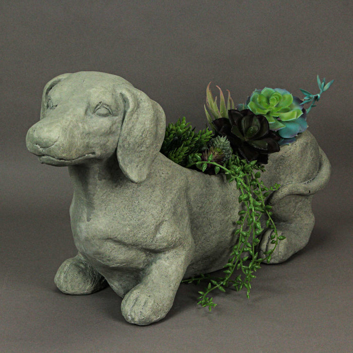 Grey - Image 10 - Charming Rustic Distressed Grey Stone Finish Dachshund Dog Indoor or Outdoor Decor Planter Doxie Plant Pot