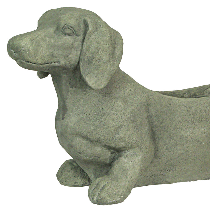Grey - Image 2 - Charming Rustic Distressed Grey Stone Finish Dachshund Dog Indoor or Outdoor Decor Planter Doxie Plant Pot -