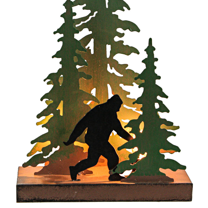 Forest Stroll - Image 2 - 12.25-Inch High Rustic Metal Bigfoot Forest Stroll Accent Lamp: Whimsical Sasquatch Home Decor