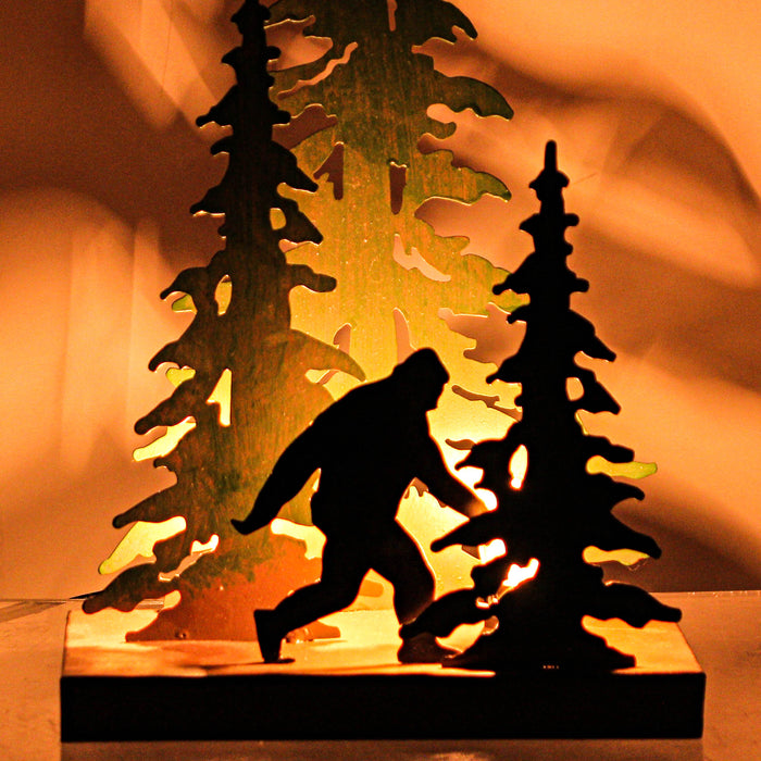 Forest Stroll - Image 10 - 12.25-Inch High Rustic Metal Bigfoot Forest Stroll Accent Lamp: Whimsical Sasquatch Home Decor