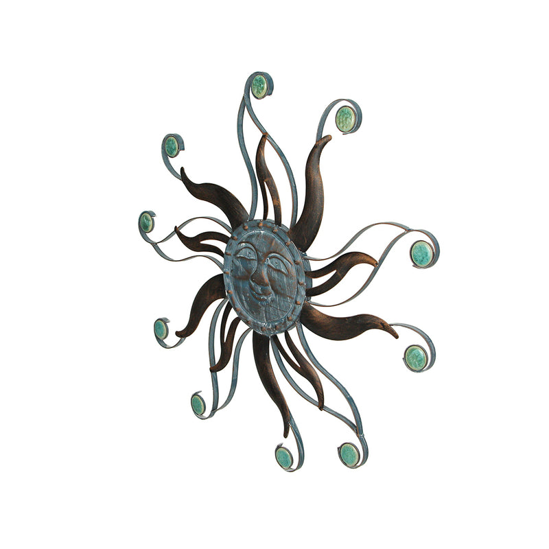 Antique Copper Finish Metal Sun Face Wall Decor Hanging: A Stunning 22-Inch Diameter Indoor/Outdoor Artwork Adorned with