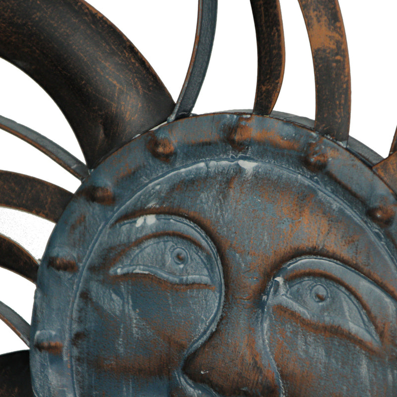 Antique Copper Finish Metal Sun Face Wall Decor Hanging: A Stunning 22-Inch Diameter Indoor/Outdoor Artwork Adorned with