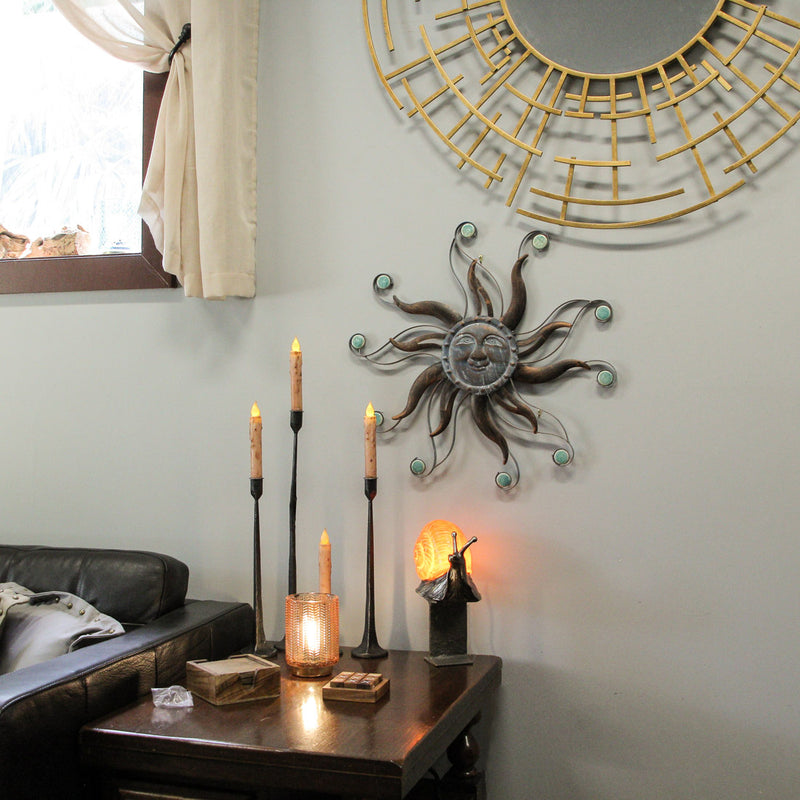 Antique Copper Finish Metal Sun Face Wall Decor Hanging: A Stunning 22-Inch Diameter Indoor/Outdoor Artwork Adorned with