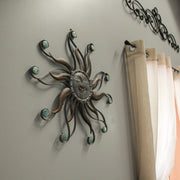 Antique Copper Finish Metal Sun Face Wall Decor Hanging: A Stunning 22-Inch Diameter Indoor/Outdoor Artwork Adorned with