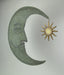 SUN - Image 2 - Verdigris Green Crescent Moon Wall Décor with Bronze Sun Dangler Accent - 25 Inches High - Enchanting
