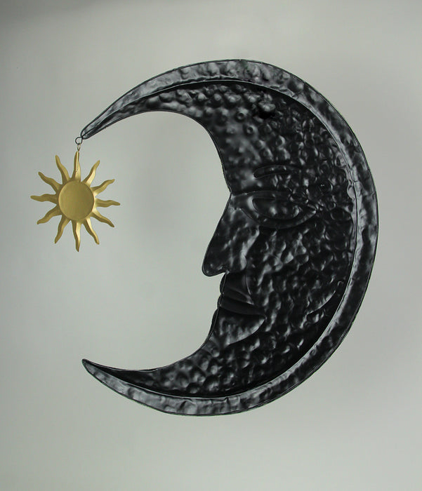 SUN - Image 4 - Verdigris Green Crescent Moon Wall Décor with Bronze Sun Dangler Accent - 25 Inches High - Enchanting