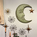 STAR - Image 4 - Enchanting Weathered Verdigris Green Crescent Moon Wall Decor with Golden Star Dangler - Celestial Charm for