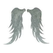 Pair of Large Galvanized Grey Metal Angel Wings Wall Art - Farmhouse Indoor Outdoor Decorative Accents for Homes, Kitchens,