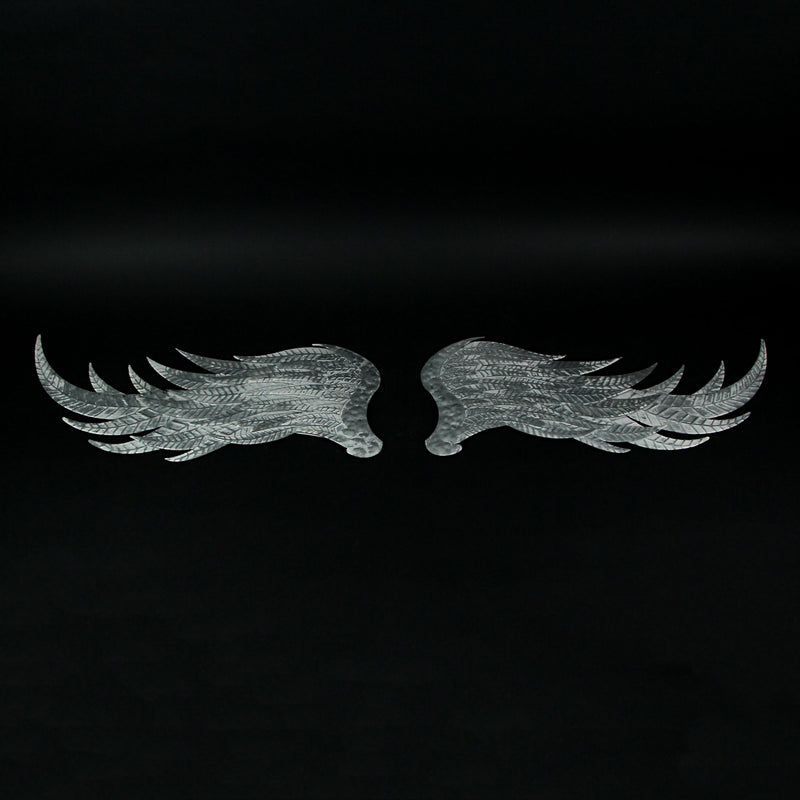 Pair of Large Galvanized Grey Metal Angel Wings Wall Art - Farmhouse Indoor Outdoor Decorative Accents for Homes, Kitchens,