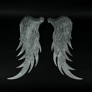 Pair of Large Galvanized Grey Metal Angel Wings Wall Art - Farmhouse Indoor Outdoor Decorative Accents for Homes, Kitchens,