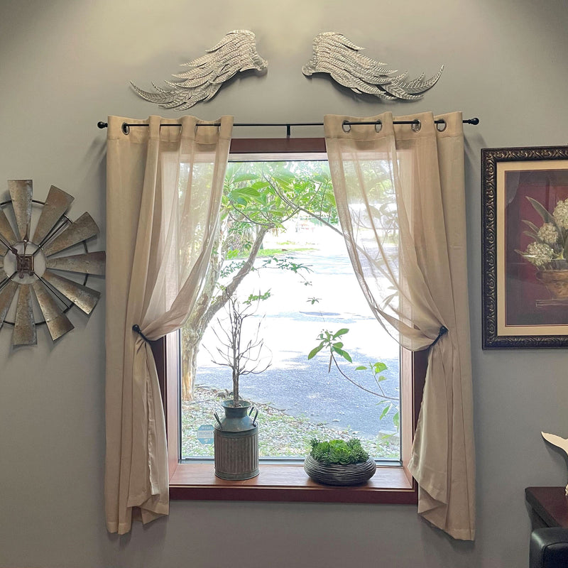 Pair of Large Galvanized Grey Metal Angel Wings Wall Art - Farmhouse Indoor Outdoor Decorative Accents for Homes, Kitchens,