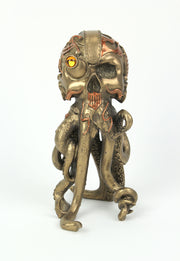 Bronze / Copper Finish Steampunk Human Skull / Octopus Fantasy Tabletop Statue: Gothic Décor, 10 Inches High - Intriguing
