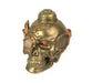 Antique Bronze Finish Steampunk Cyborg Human Skull Gothic Décor Resin Tabletop Statue 7 Inches Long Image 1