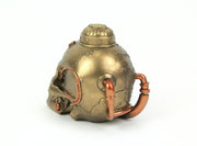 Antique Bronze Finish Steampunk Cyborg Human Skull Tabletop Resin Statue: A Retro-Futuristic Victorian Masterpiece for Gothic