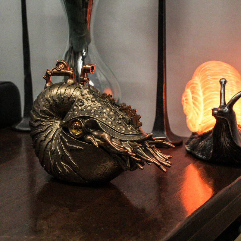 Bronze/Copper Finish Steampunk Nautilus Shell Sea Monster Fantasy Décor Tabletop Statue: Captivating 9-Inch Long Maritime