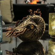 Bronze/Copper Finish Steampunk Nautilus Shell Sea Monster Fantasy Décor Tabletop Statue: Captivating 9-Inch Long Maritime