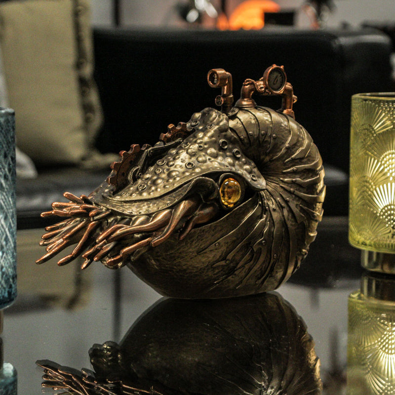 Bronze/Copper Finish Steampunk Nautilus Shell Sea Monster Fantasy Décor Tabletop Statue: Captivating 9-Inch Long Maritime